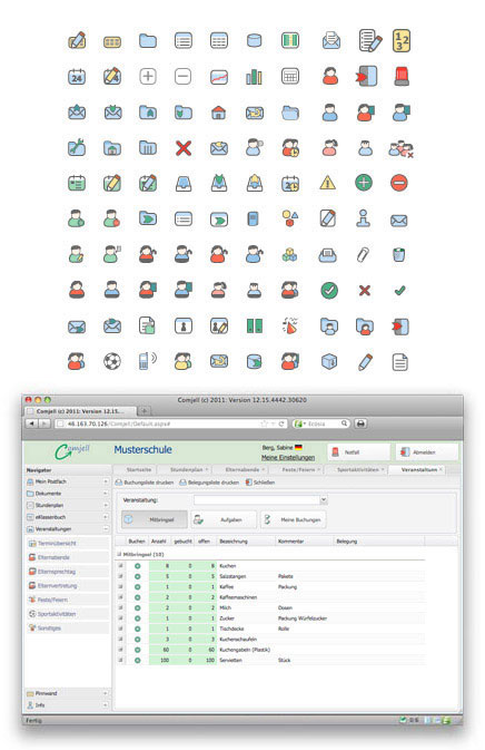 Screendesign Icons Kommunikationssoftware Icons